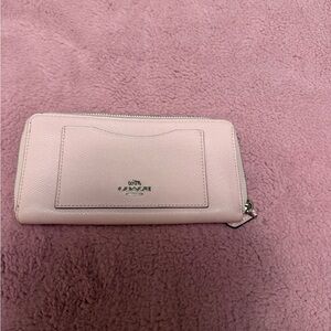 Coach Light Pink Zip-Around Leather Wallet with Exterior Card Slot